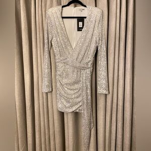 Fashion Nova Silver Sequin Mini Dress